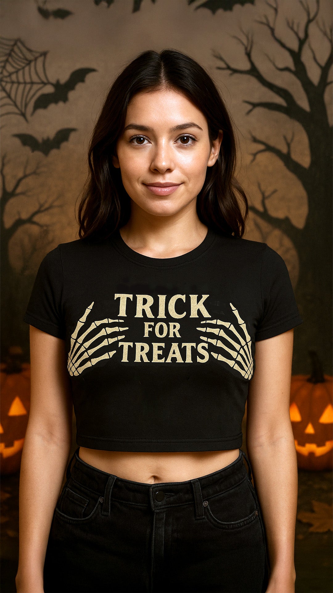 Trick for Treats | Skeleton Hands Crop Top