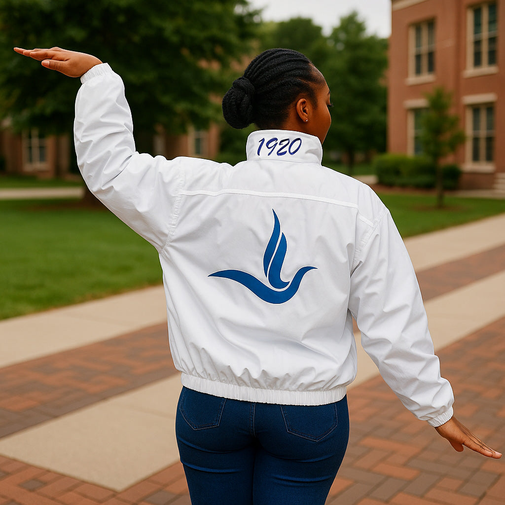 Zeta Phi Beta Reversible Windbreaker Jacket – 1920 Finer Woman Edition (Blue/White)