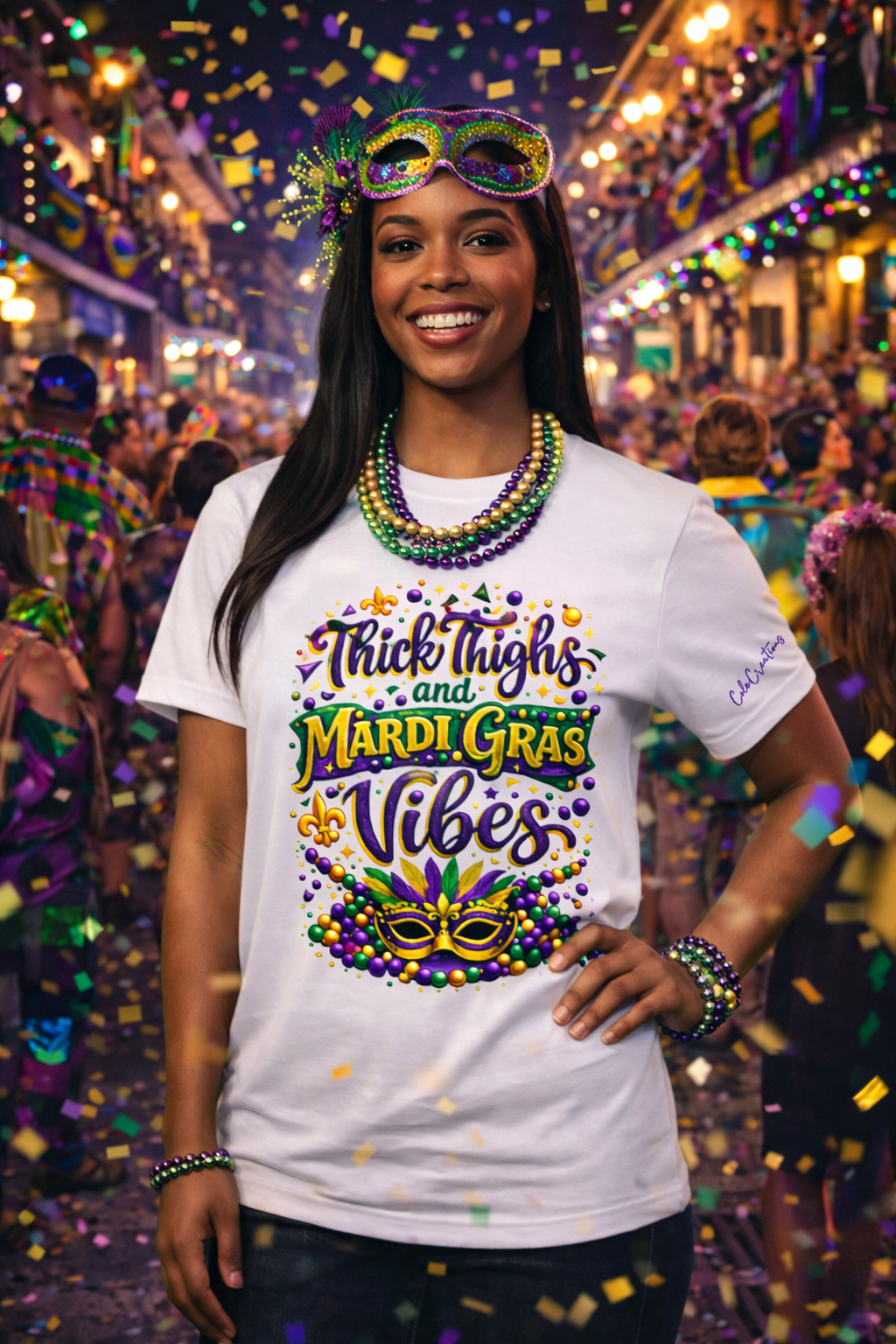 Thick Thighs and Mardi Gras Vibes T-Shirt