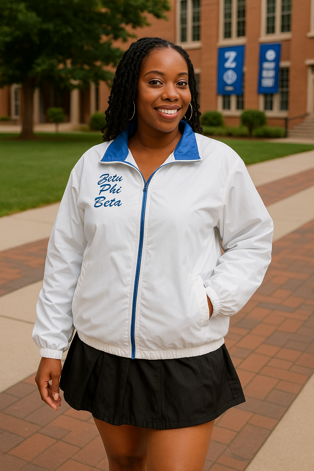 Zeta Phi Beta Reversible Windbreaker Jacket – 1920 Finer Woman Edition (Blue/White)