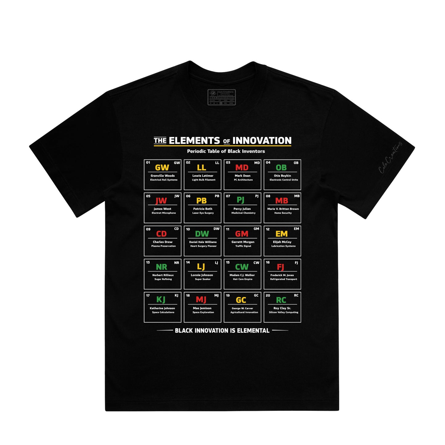 The Elements of Innovation™ Tee – Periodic Table of Black Inventors