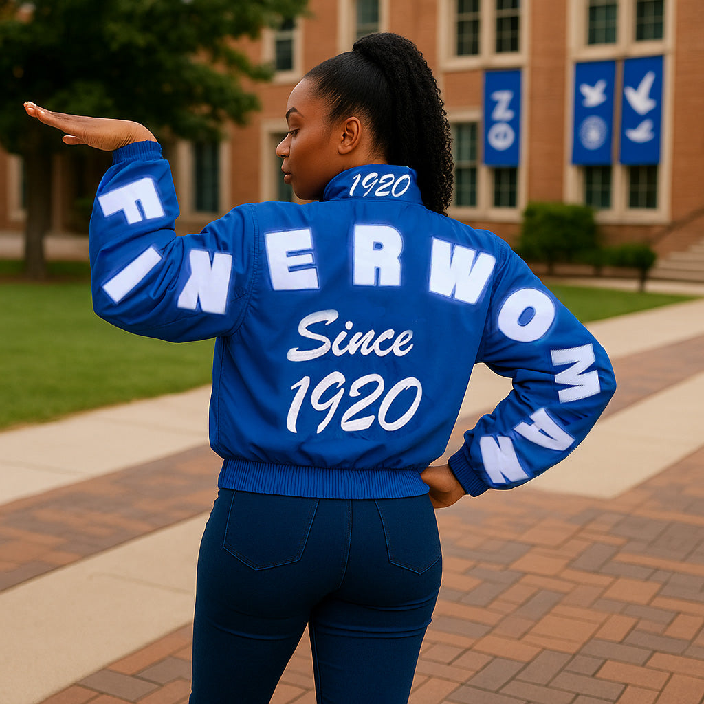 Zeta Phi Beta Reversible Windbreaker Jacket – 1920 Finer Woman Edition (Blue/White)